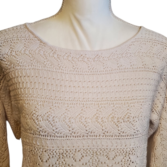 NEW ISELFIELD Silk Blend Open Knit Round Neck Pullover Sweater - Picture 2 of 11